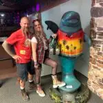 Amy and Matt of the Peddler's Post at the 80's night at the Ellie Schiller Homosassa Springs State Wildlife Park with the Twistid Arts Initiative July 2023.