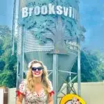 Amy of the Peddler's Post in Hernando County Photo Shoot in front of the welcome to Brooksville, FL sign
